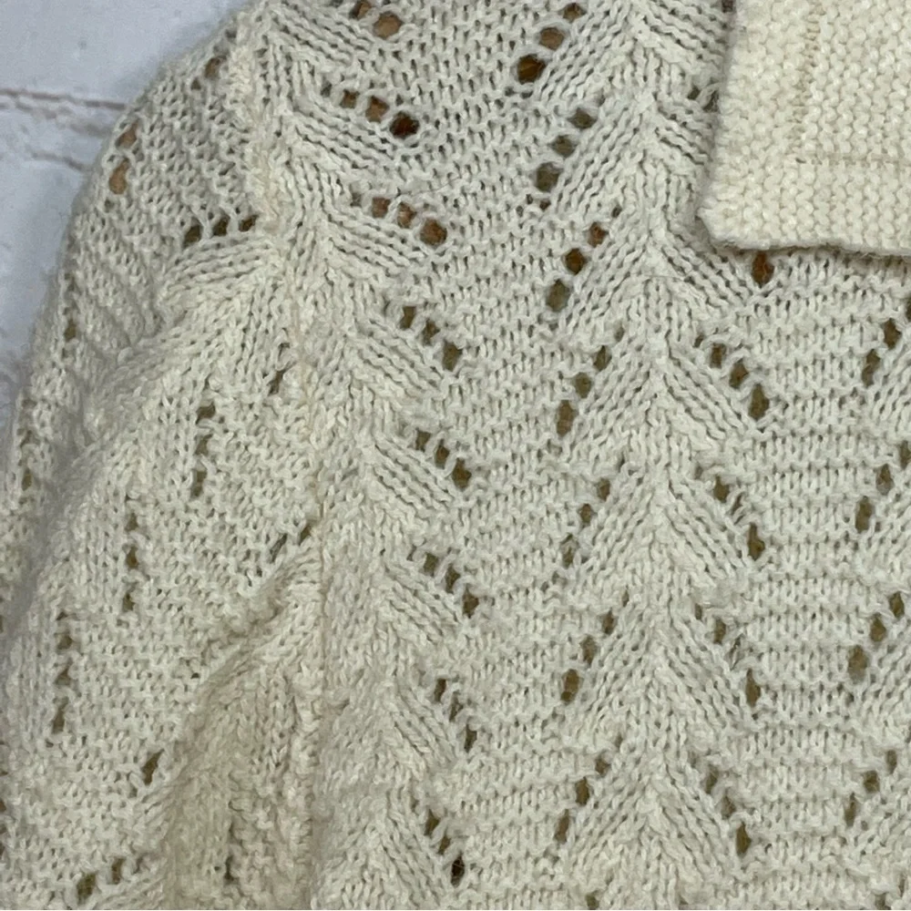 Vintage Bernice Creations Cardigan Sweater Womens Size Medium Ivory Pockets